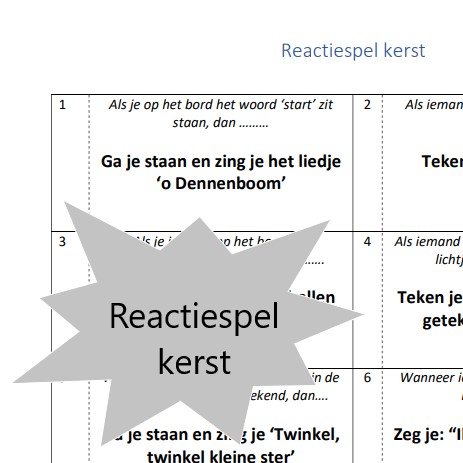 Energizer: Reactiespel kerst