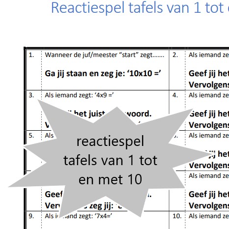 Ongekend Reactiespel tafels van 1 tot en met 10 - Juf-Judith.nl XA-96