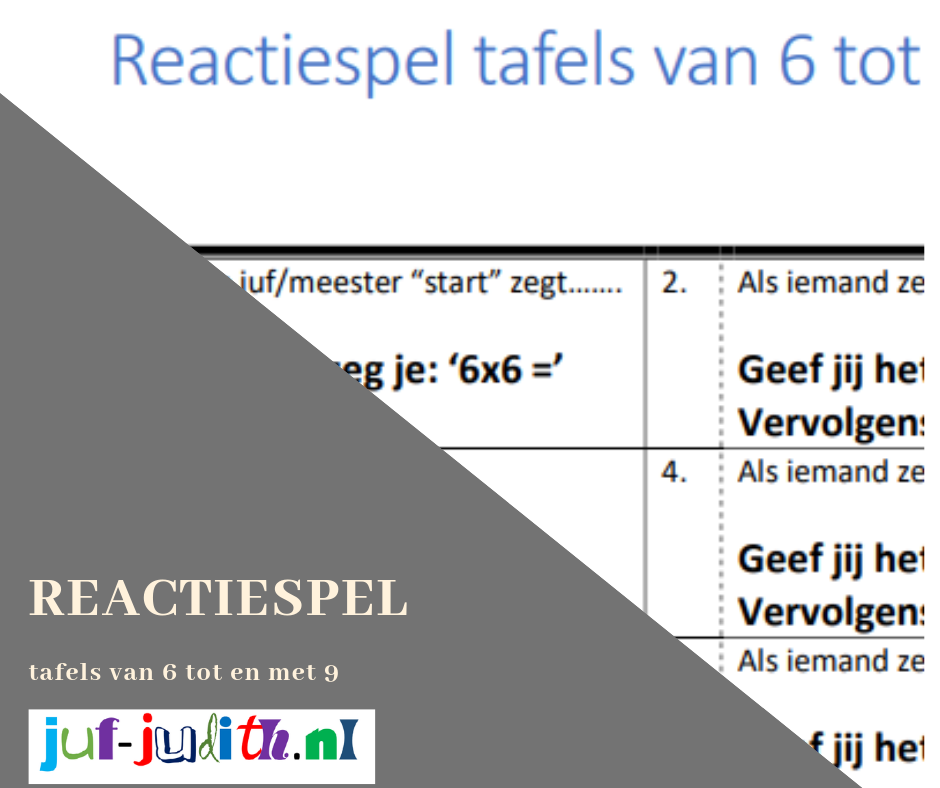 Reactiespel tafels van 6 tot en met 9