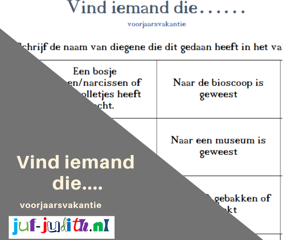 Vind iemand die..... voorjaarsvakantie