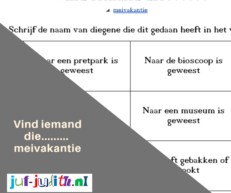 Vind iemand die... meivakantie