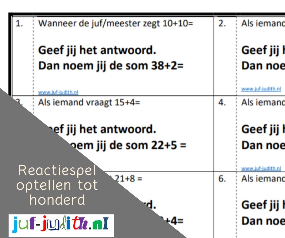 Reactiespel optellen tot en met honderd