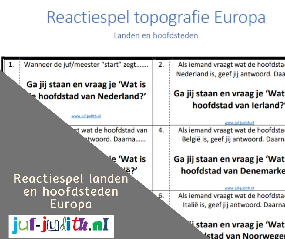 Reactiespel topografie - Europese landen en hoofdsteden